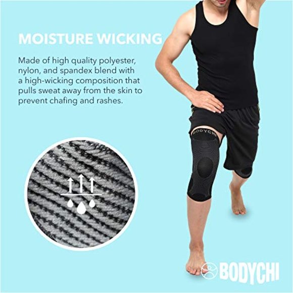 New in box BODYCHI pair of performance knee compression sleeves moisture wicking - Picture 3 of 8